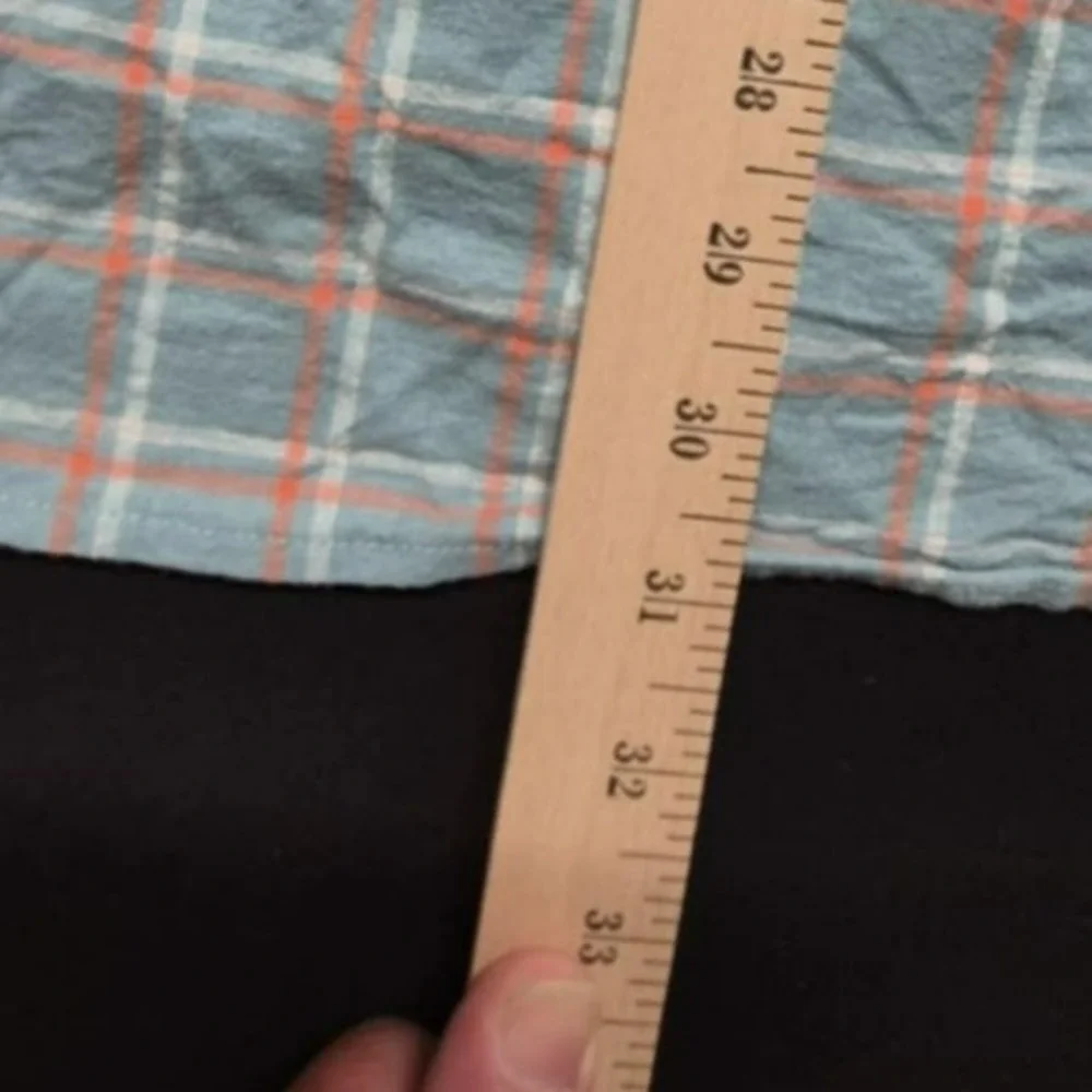 The North‎ Face men's blue/orange plaid short sleeve button down shirt sz. XL